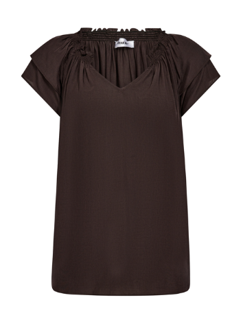Chocolate Frill Sleeve Blouse by Co Couture