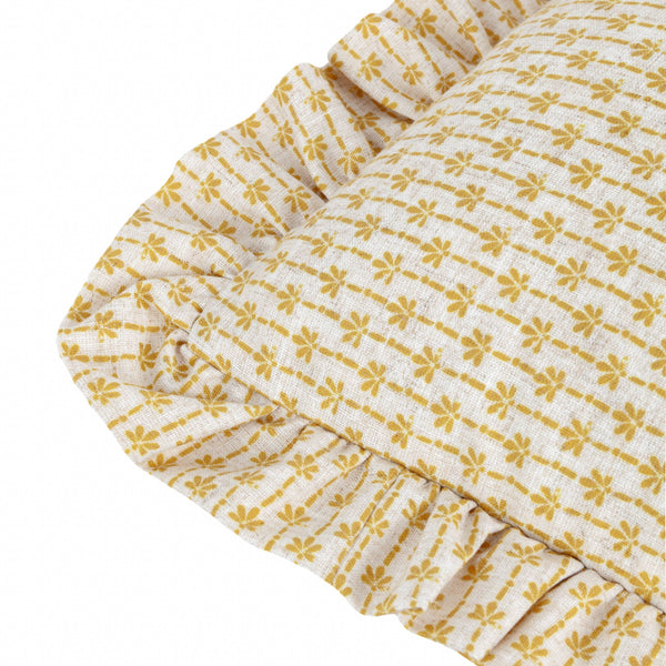 Ochre Panni Linen Block Textured Ruffle