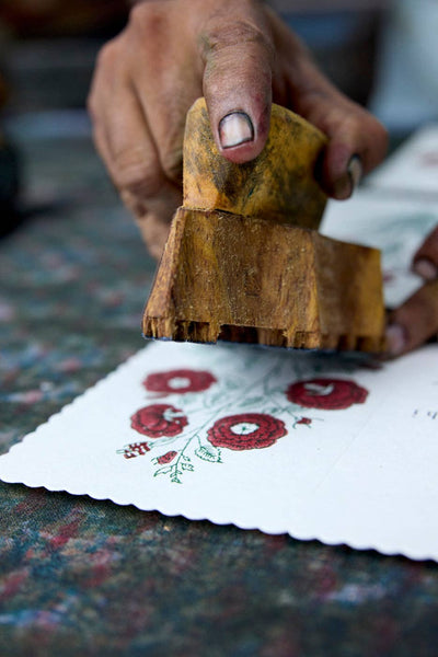 Block Printed- Gulab Sage Card