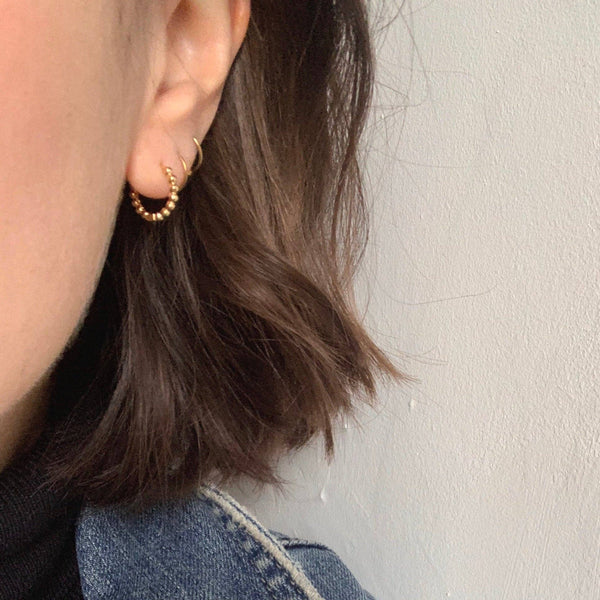 Gold Plated Hinged Bubble Hoop Earrings by Little Nell