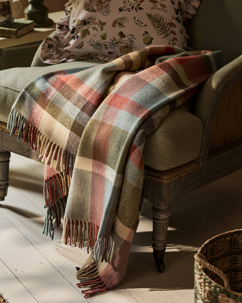 Autumn Tartan Wool Throw by Sophie Allport