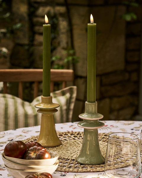 Mustard Stoneware Candlestick Holder