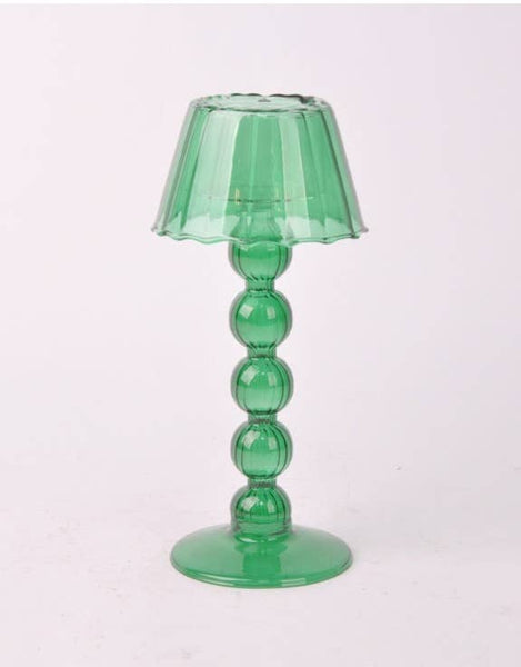 Green Lamp Style Glass Tealight Holder
