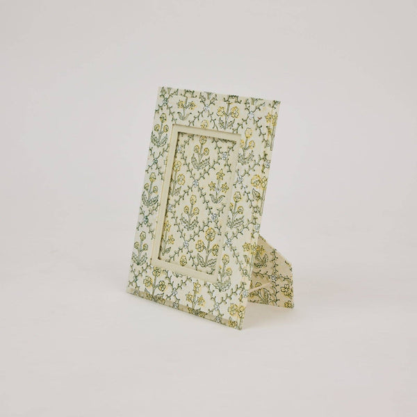 Floral Lattice Buttercream Block Print Frame 4x6