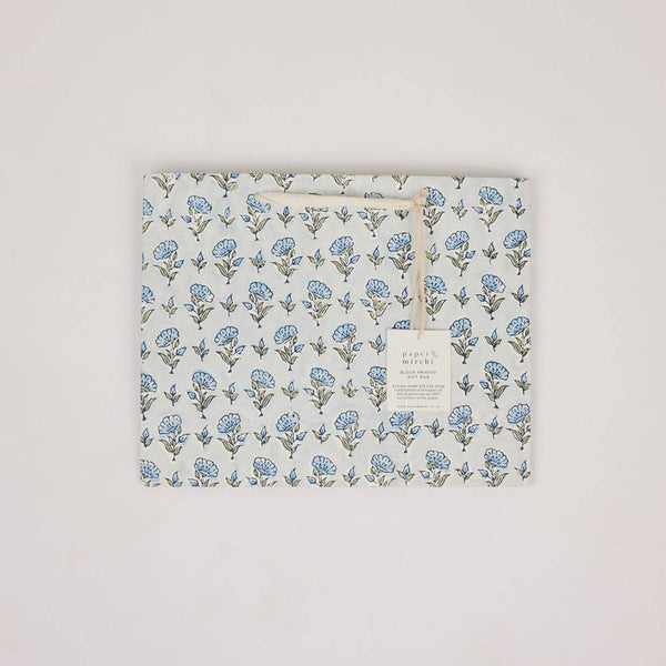 Blue Block Printed Gift Bags (Medium)