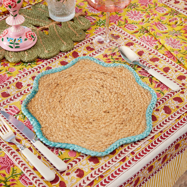 Blue Scallop Jute Placemats