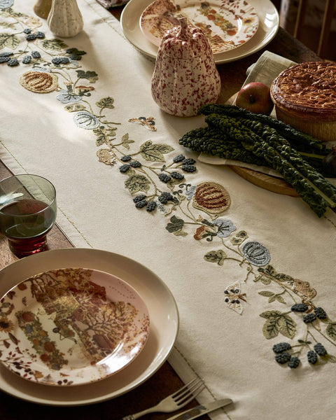 Autumn Forage Embroidered Table Runner by Sophie Allport