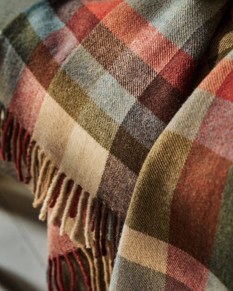 Autumn Tartan Wool Throw by Sophie Allport
