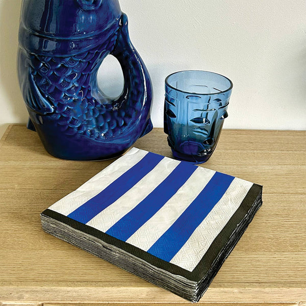 Blue striped paper napkin x20
