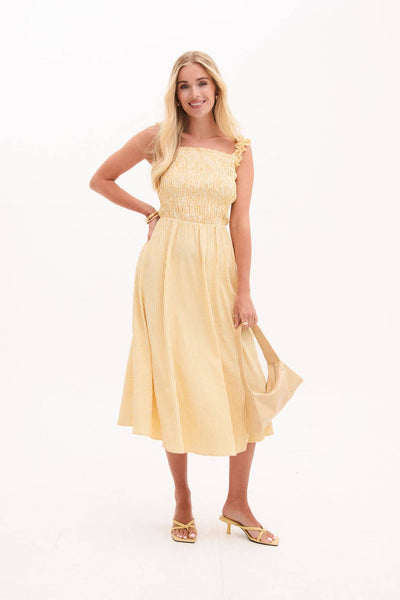 Yellow Stripe Smock Dress by Fika