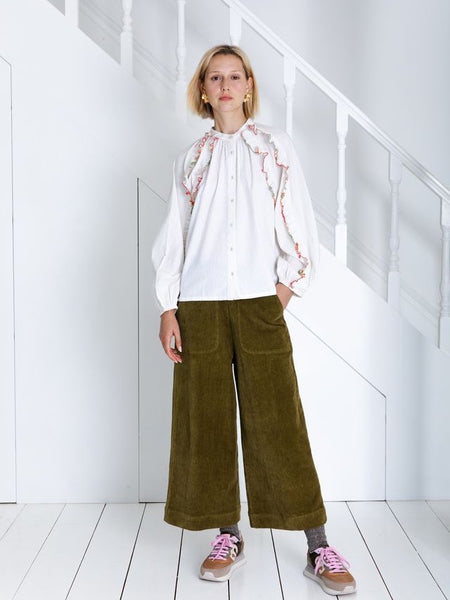 Alice Blouse with Coloured Frill By Bonté