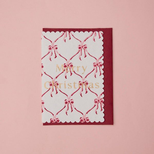 Bows Christmas Pudding Card