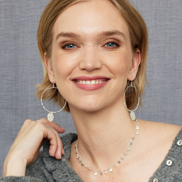 Silver Dominique Hoop Earrings by Ashiana