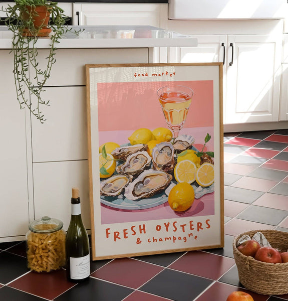 Oysters & Champagne Kitchen Print A3