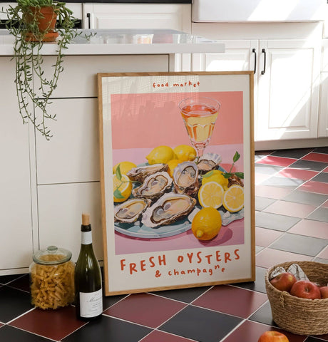 Oysters & Champagne Kitchen Print A3
