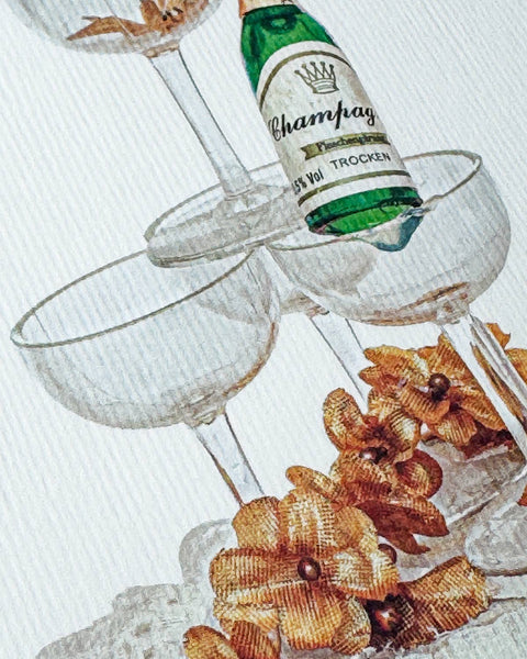 Wedding Cake Topper Champagne Greeting Card | Engagement