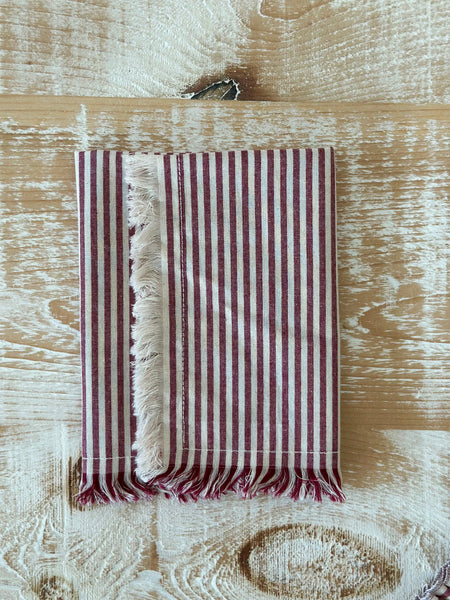 Red Ticking Stripe Napkins