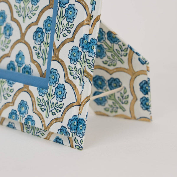 Indigo Trellis Block Printed Picture Frame (5X7)