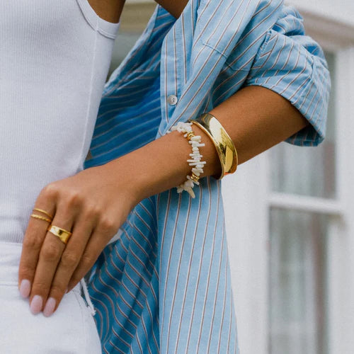 Cream Coral Chip & Shell Bracelet by Orelia