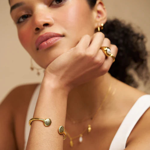 Shell Open Hinged Bangle by Orelia