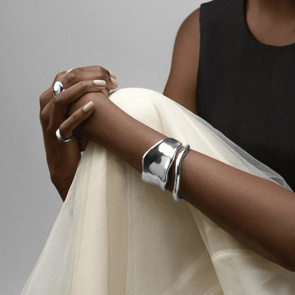 Silver Statement Organic Molten Metal Cuff by Orelia