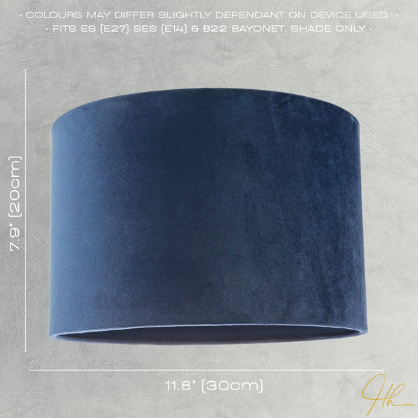 Midnight Blue Velvet Round Lamp Shade