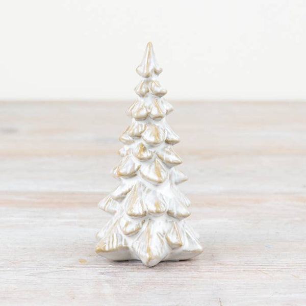 Ceramic Christmas Tree With Whitewash Finish 12.5cm