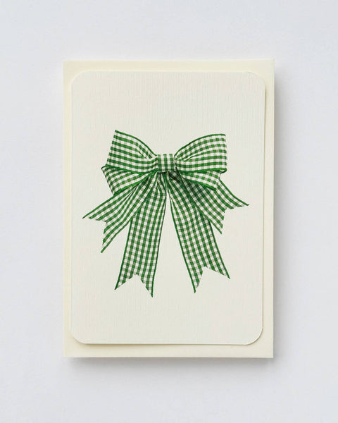 Double Tail Green Gingham Bow Birthday Card by Canonbury Press
