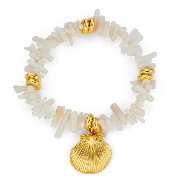 Cream Coral Chip & Shell Bracelet by Orelia