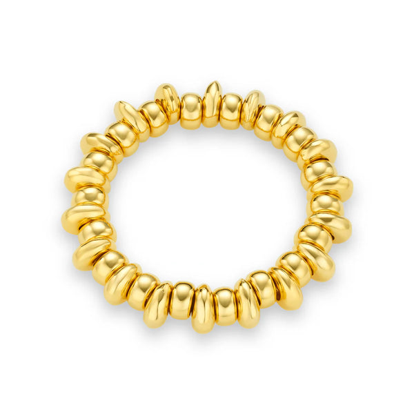Polished Metal Nugget Stretch Bracelet by Oralia