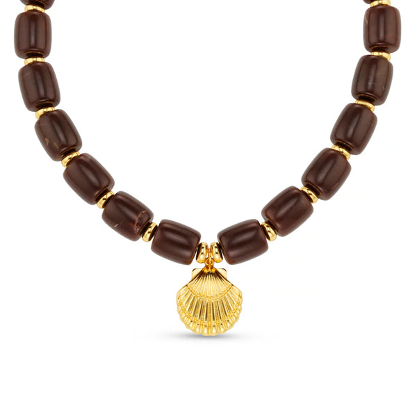 Chunky Beaded Shell Charm Necklace by Orelia