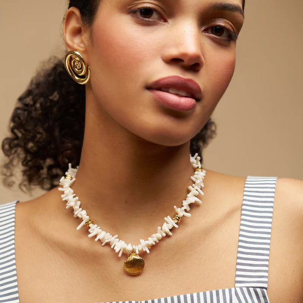 Cream Coral Chip & Shell Necklace by Orelia