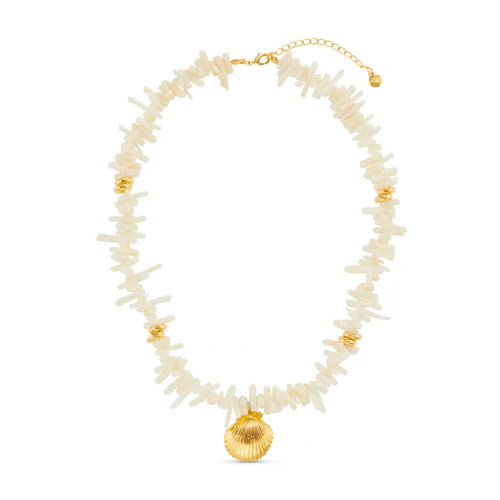 Cream Coral Chip & Shell Necklace by Orelia