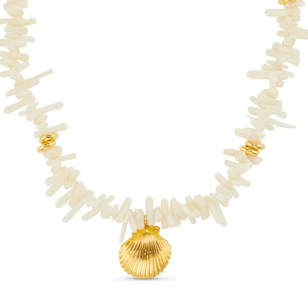Cream Coral Chip & Shell Necklace by Orelia