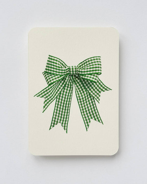 Double Tail Green Gingham Bow Birthday Card by Canonbury Press