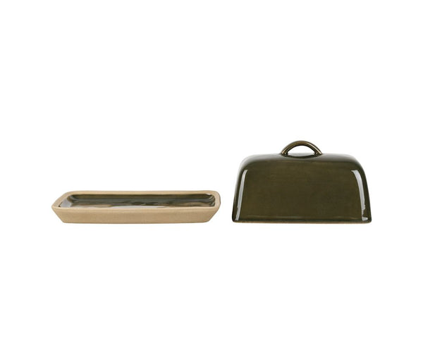 Khaki Stoneware Butter Dish