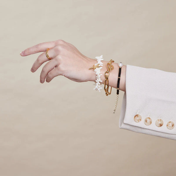Gold Rectangular Link T-Bar Bracelet by Orelia