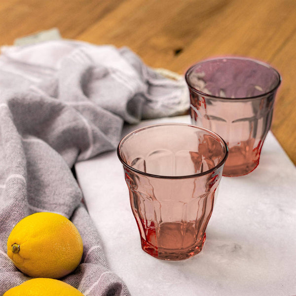 Pink 250ml Picardie Glass Tumbler