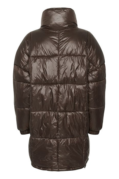 Long Chocolate Puffer Jacket by Saint Tropez