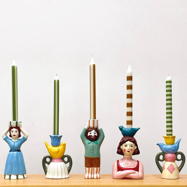 Blue bird ceramic candle holder