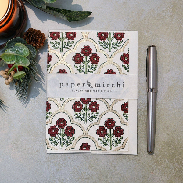 Block Printed-Trellis Cherry Card