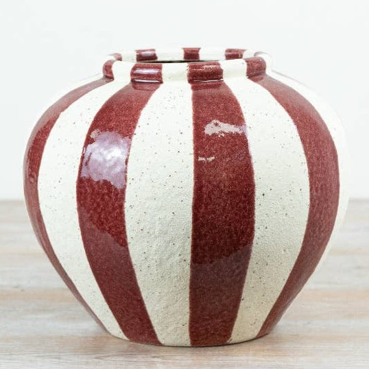 Burgundy Stripe Margot Vase