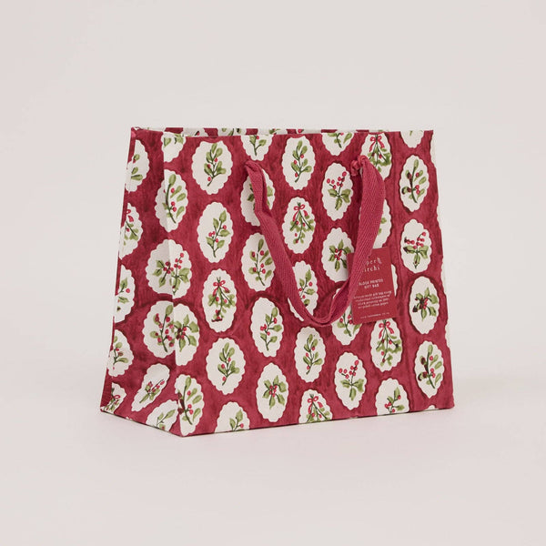 Medium- Red Block Print Paper Gift Bags