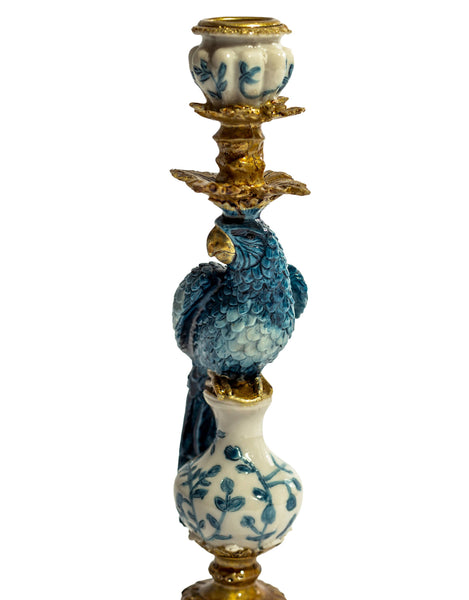 Blue Ornate Parrot Candle Holder