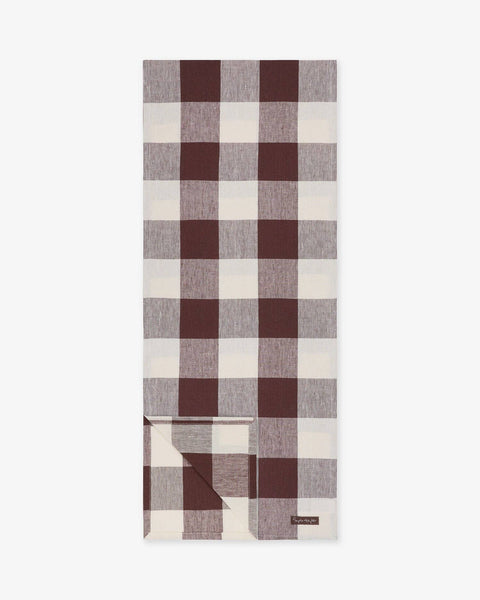 Chocolate Brown Gingham Linen Table Runner by Sophie Allport