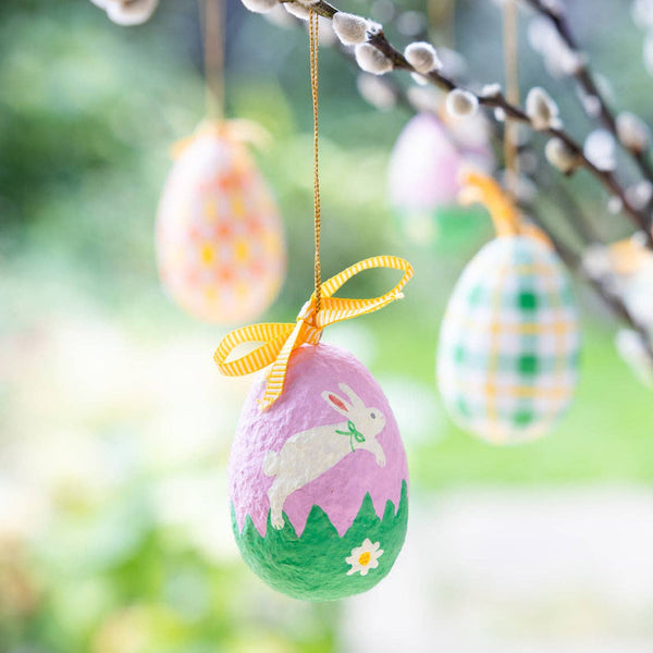 Recycled Cotton Green Gingham Hanging Eggs