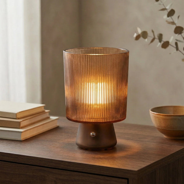 Amber Ridged LED Touch Lamp