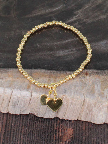 Gold Plated Bracelet With Heart Charms