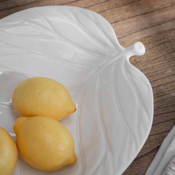 White Leaf Serving Bowl