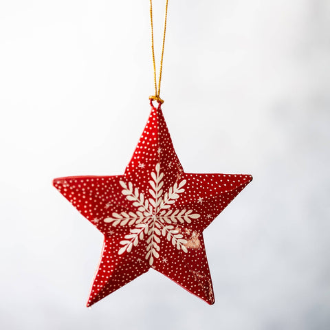 Red Snowflake 3D Hanging Star